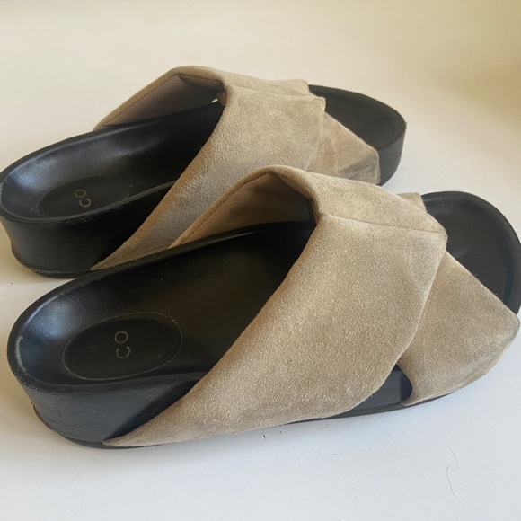 CO Collection Tan Slide Platform Cross Slide in Suede Size 36.5 Size 37 - Picture 4 of 5